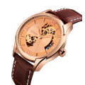 New Arrival Skmei 9223 Automatic Watch Brand Men Wrist Genuine Leather Strap Waterproof 3ATM OEM